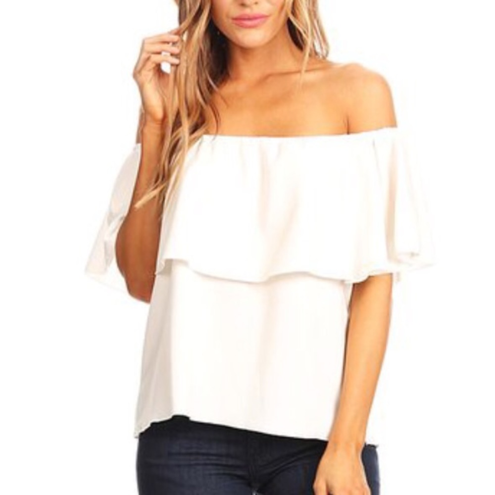 Brand New Ivory Accent Off Shoulder Top by Omega